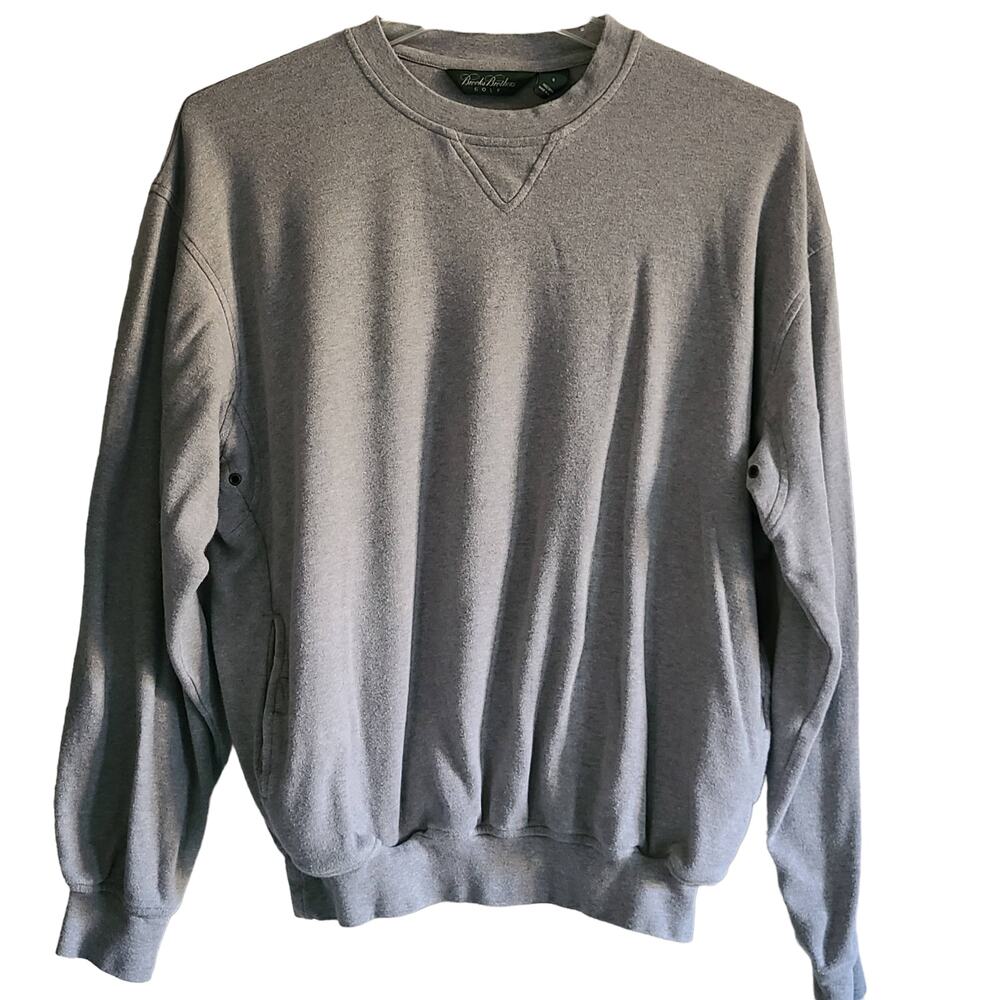 BROOKS BROTHERS GOLF Gray Pullover Crewneck Long Sleeve Knit Sweatshirt Small